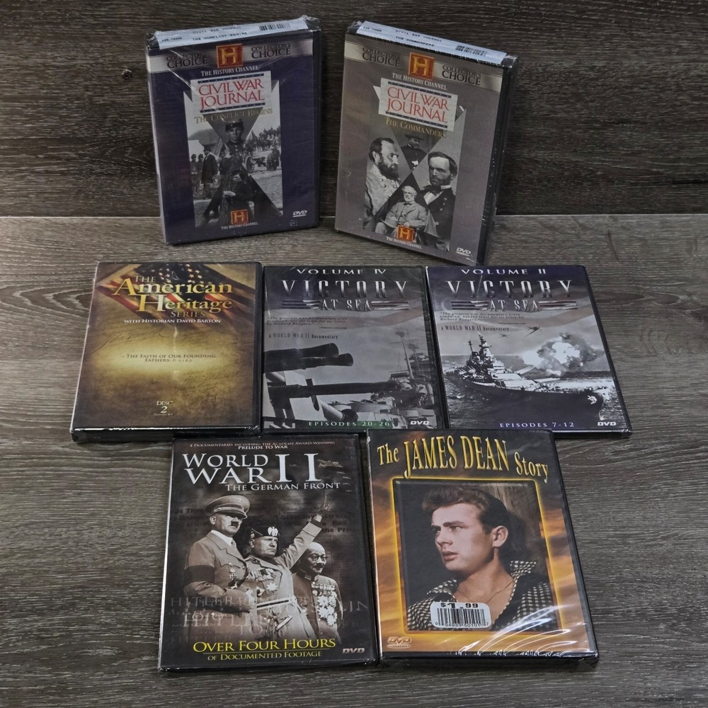 History Channel & WWII Documentary DVD Lot (Civil War, Victory at Sea James Dean